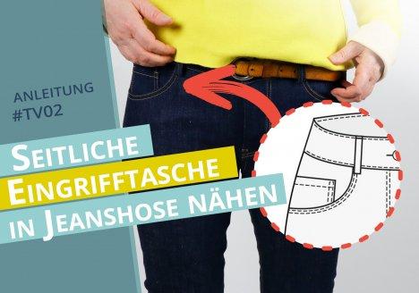 Nähanleitung für Jeans Vorderhosen Tasche mit seitlichem Eingriff