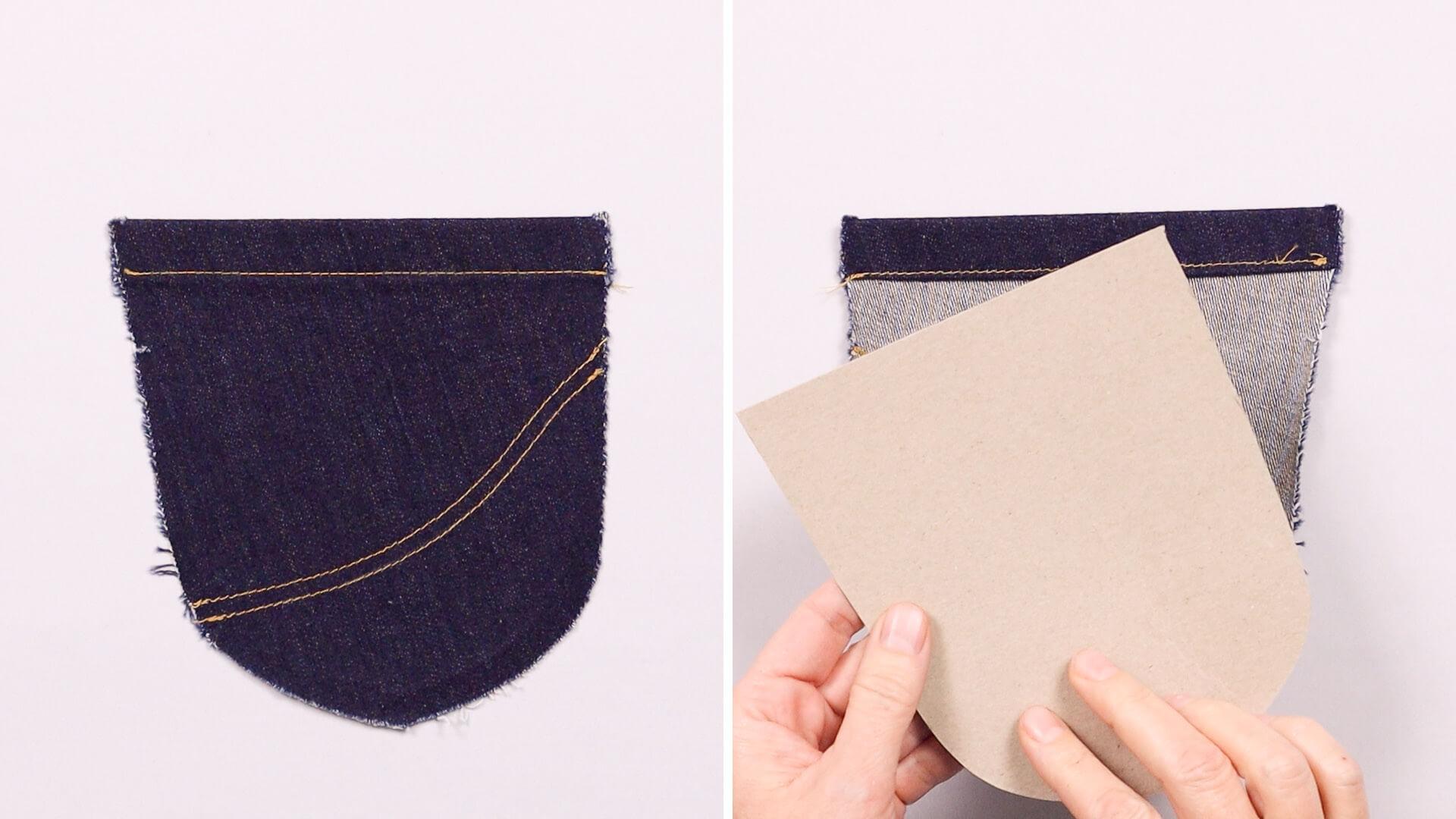smartPATTERN Nähanleitung für aufgesetzte hintere Tasche einer Jeanshose- fertige Taschenschablone - mit Pappe verstärkt