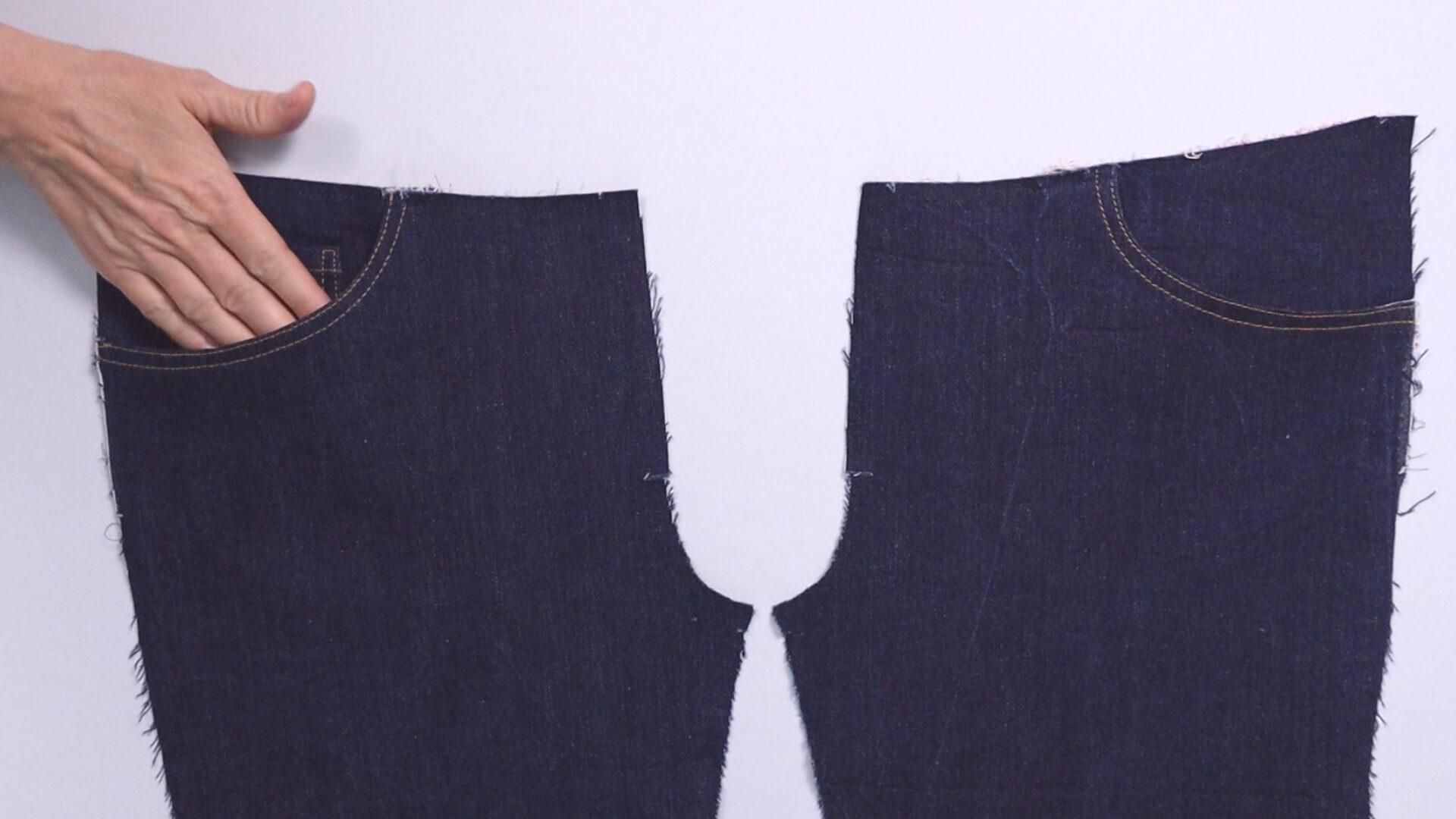 smartpattern Nähanleitung für vordere Jeanstasche- fertige Eingrifftasche