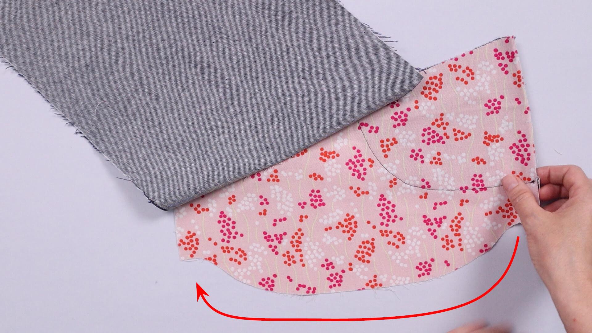 smartpattern Nähanleitung für vordere Jeanstasche- Taschenbeutel mittig falten