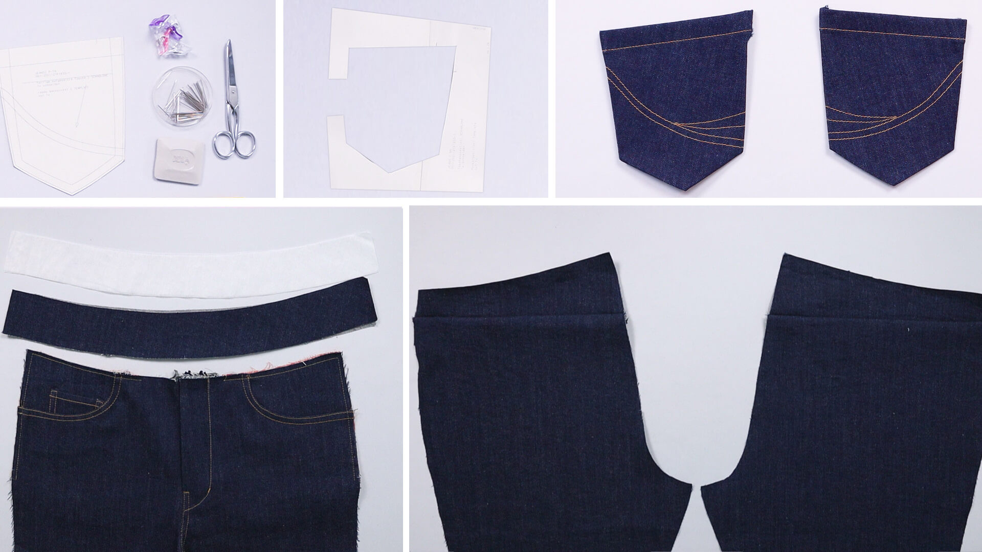 smartPATTERN Nähanleitung zum Vorbereiten einer Jeanshose-zur Anprobe - benötigte Schnittteile und Materialien