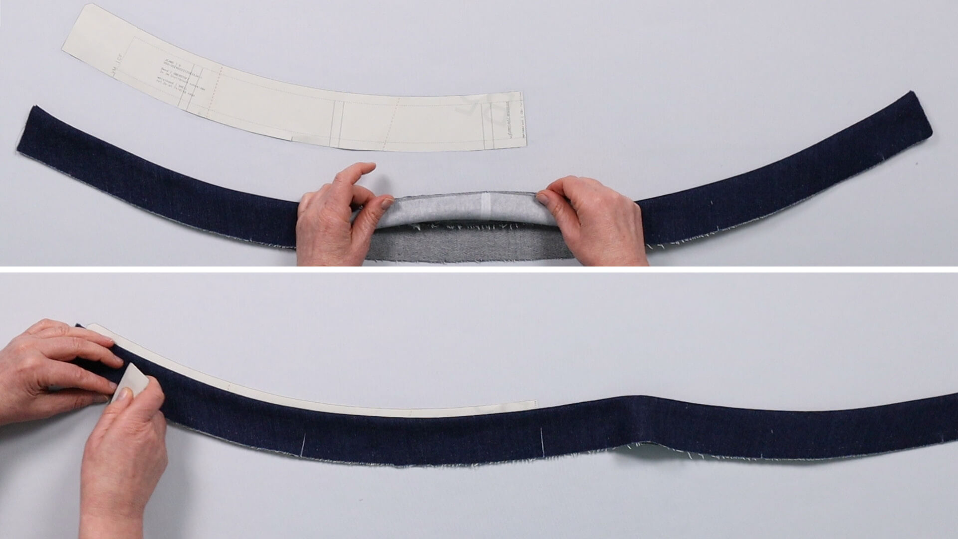 The picture shows how the markings are transferred to the waistband.