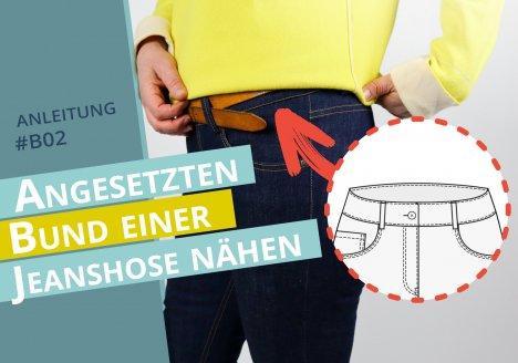 smartPATTERN Nähanleitung angesetzten Hosenbund an Jeanshose nähen- Thumbnail