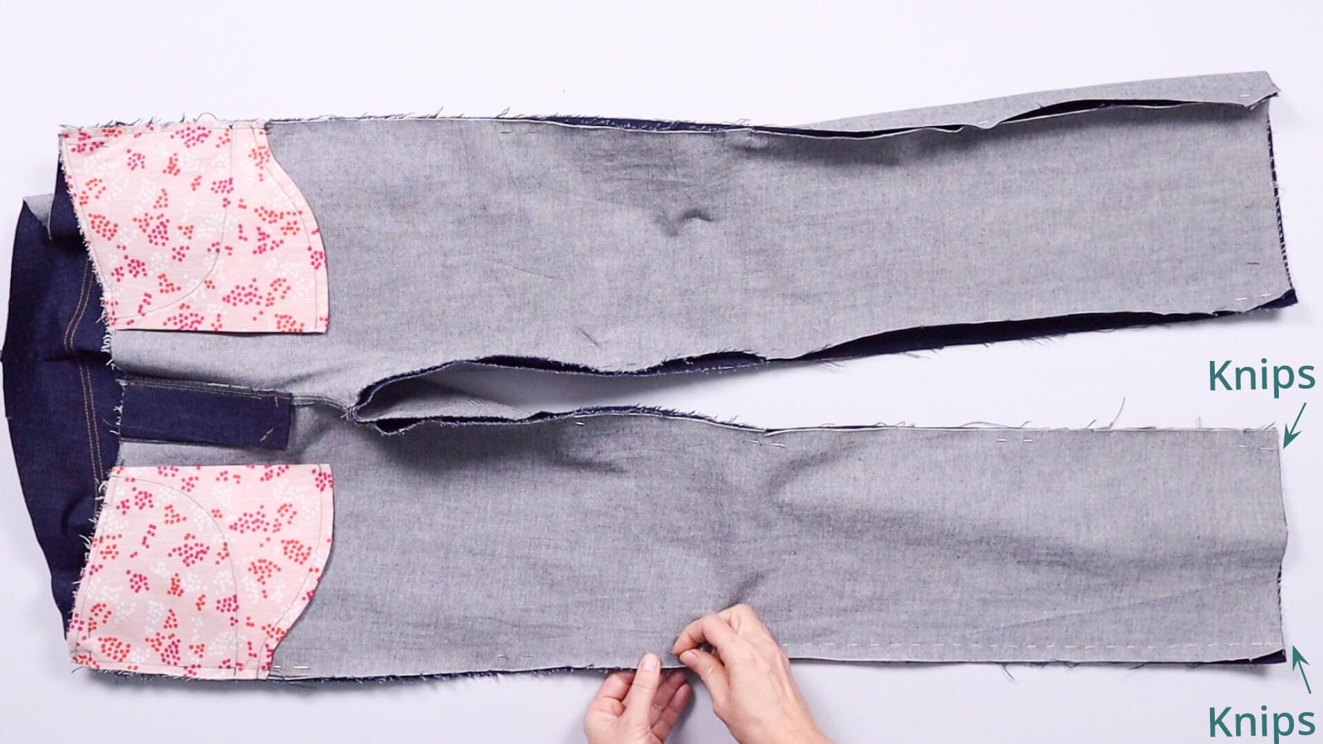 smartPATTERN Nähanleitung zum Vorbereiten einer Jeanshose-zur Anprobe - Beinnähte zusammenheften