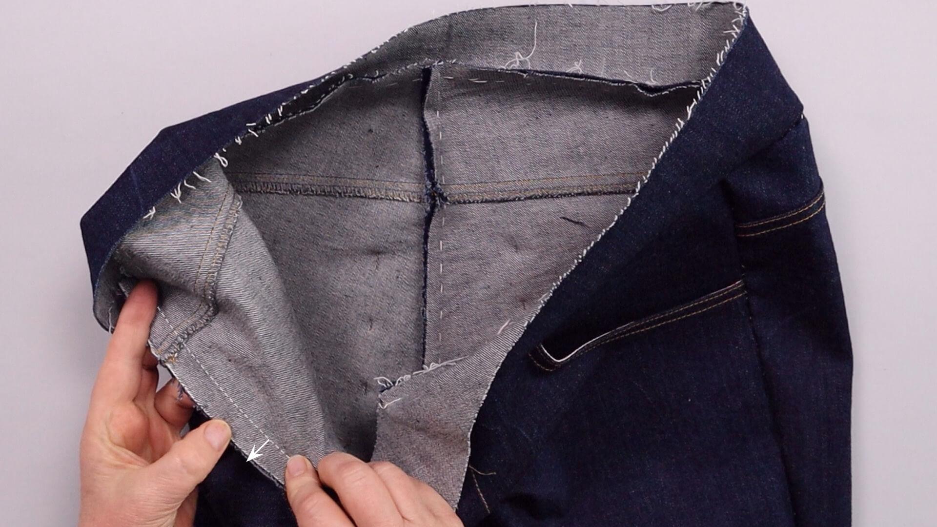 smartPATTERN Nähanleitung zum Vorbereiten einer Jeanshose-zur Anprobe - Breite Nahtzugaben zur Korrekturmöglichkeit