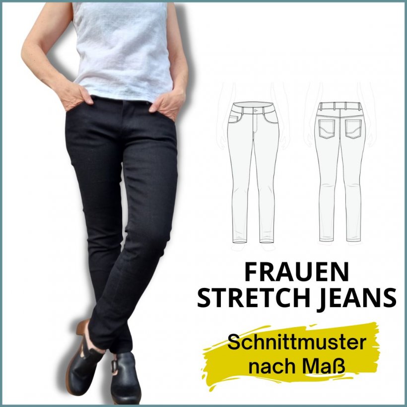 Konfiguriere Deine Frauen Strech Jeans Hose nach Maß zum Selbernähen- Cover