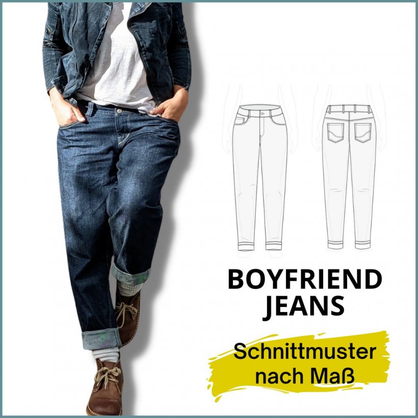 Konfiguriere Deine Frauen Boyfriend Jeans Hose nach Maß zum Selbernähen- Cover
