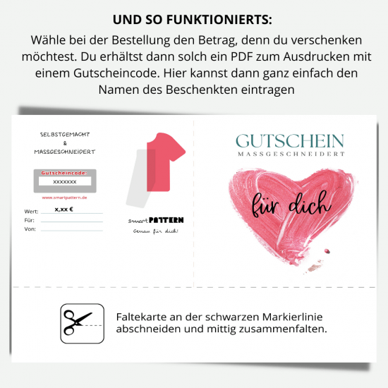 smartpattern gutscheinkarte Anleitung mit Herz zum Ausdrucken für schnittmuster