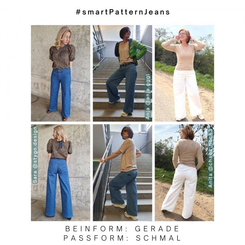 designbeispiele-9-wide-leg-jeans-selber-nähen-diy Jeanshose selber nähen, Designbeispiele 9 der Wide Leg Jeanshose, gerade Beinform mit schmaler Passform am Gesäß