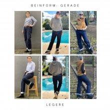 Selvedge Frauen Jeans nähen, Designbeispiele Beinform gerade in legerem Fit