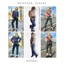 Selvedge Frauen Jeans nähen, Designbeispiele Beinform gerade in normalem Fit