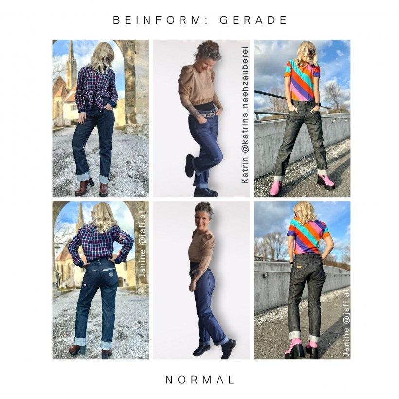 Selvedge Frauen Jeans nähen, Designbeispiele Beinform gerade in normalem Fit