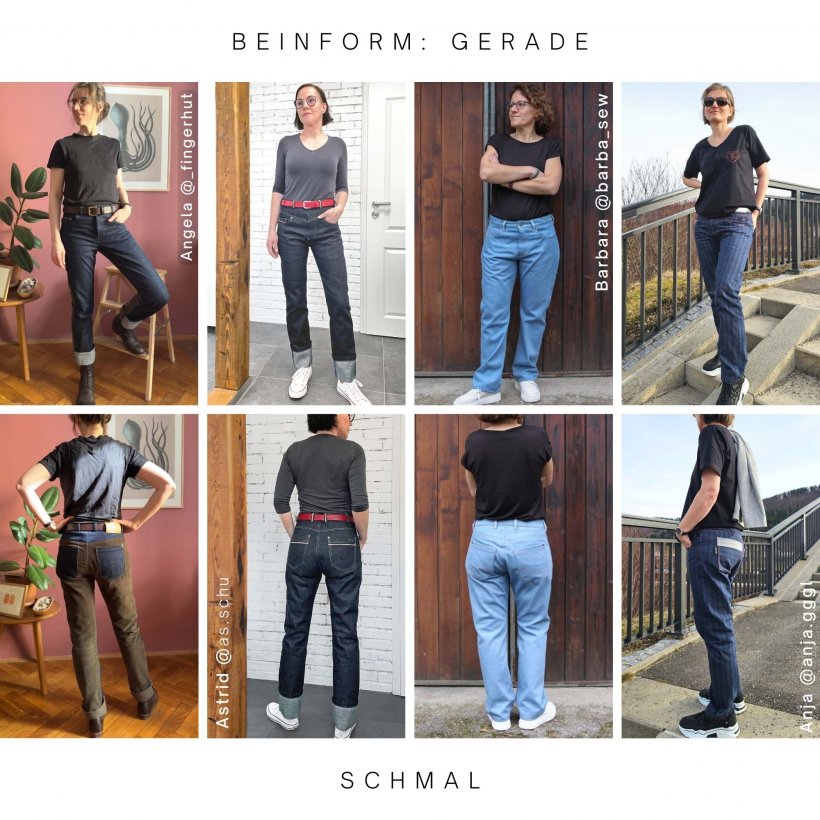 Selvedge Frauen Jeans nähen, Designbeispiele Beinform gerade in schmalem Fit-2
