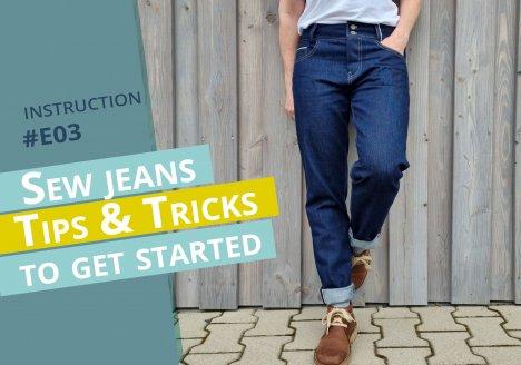Cover for instruction E03- sew jeans trousers-tips to get started