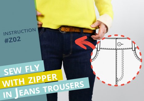 smartpattern sewing instructions for sewing slit with zipper in denim pants