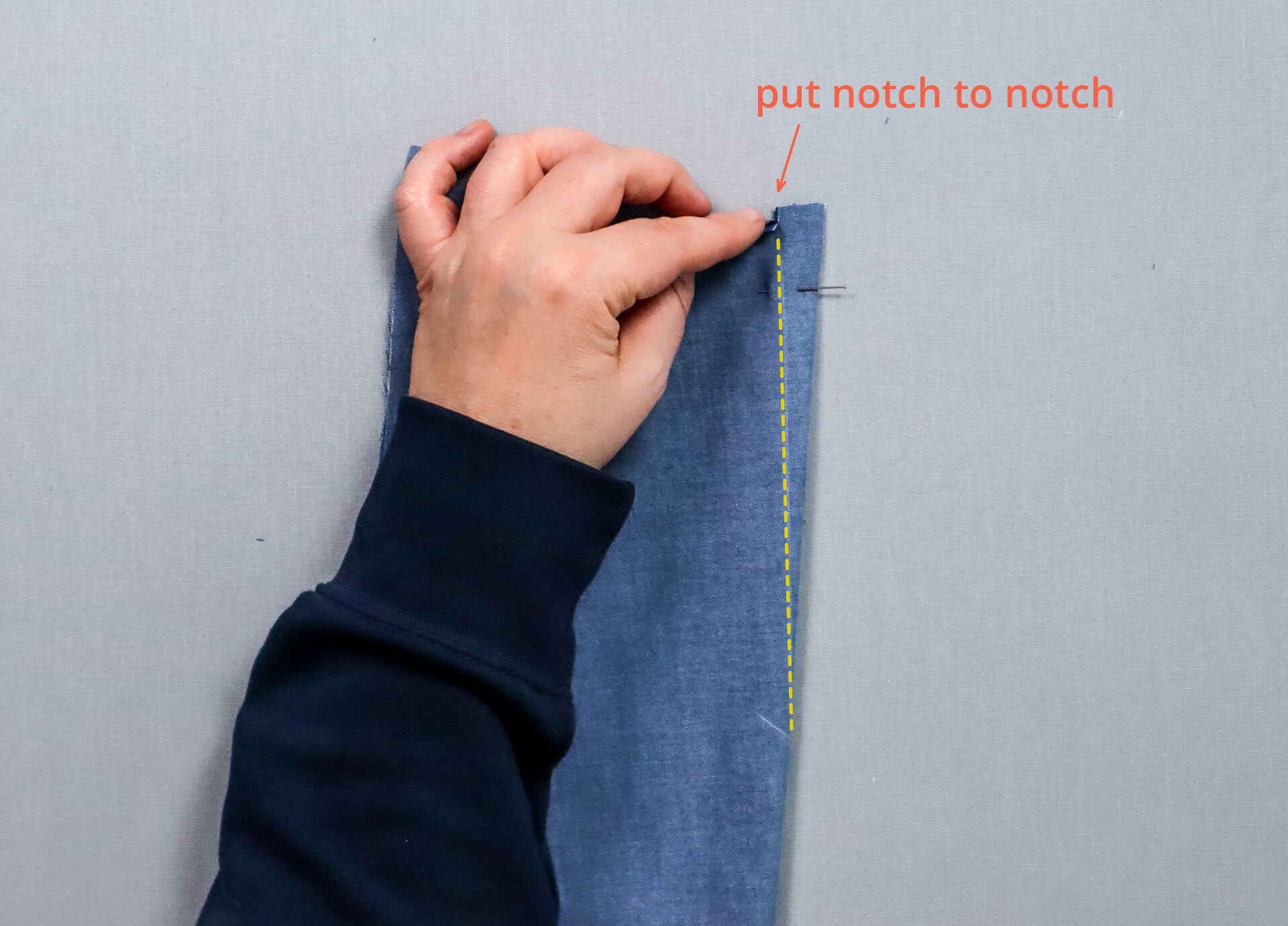 The picture shows how the fabric is doubled at the waist dart.