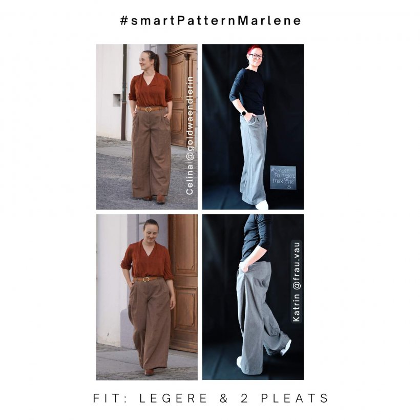 Sewing Marlene trousers - examples casual fit with 2 pleats Sewing Marlene trousers - examples casual fit with 2 pleats