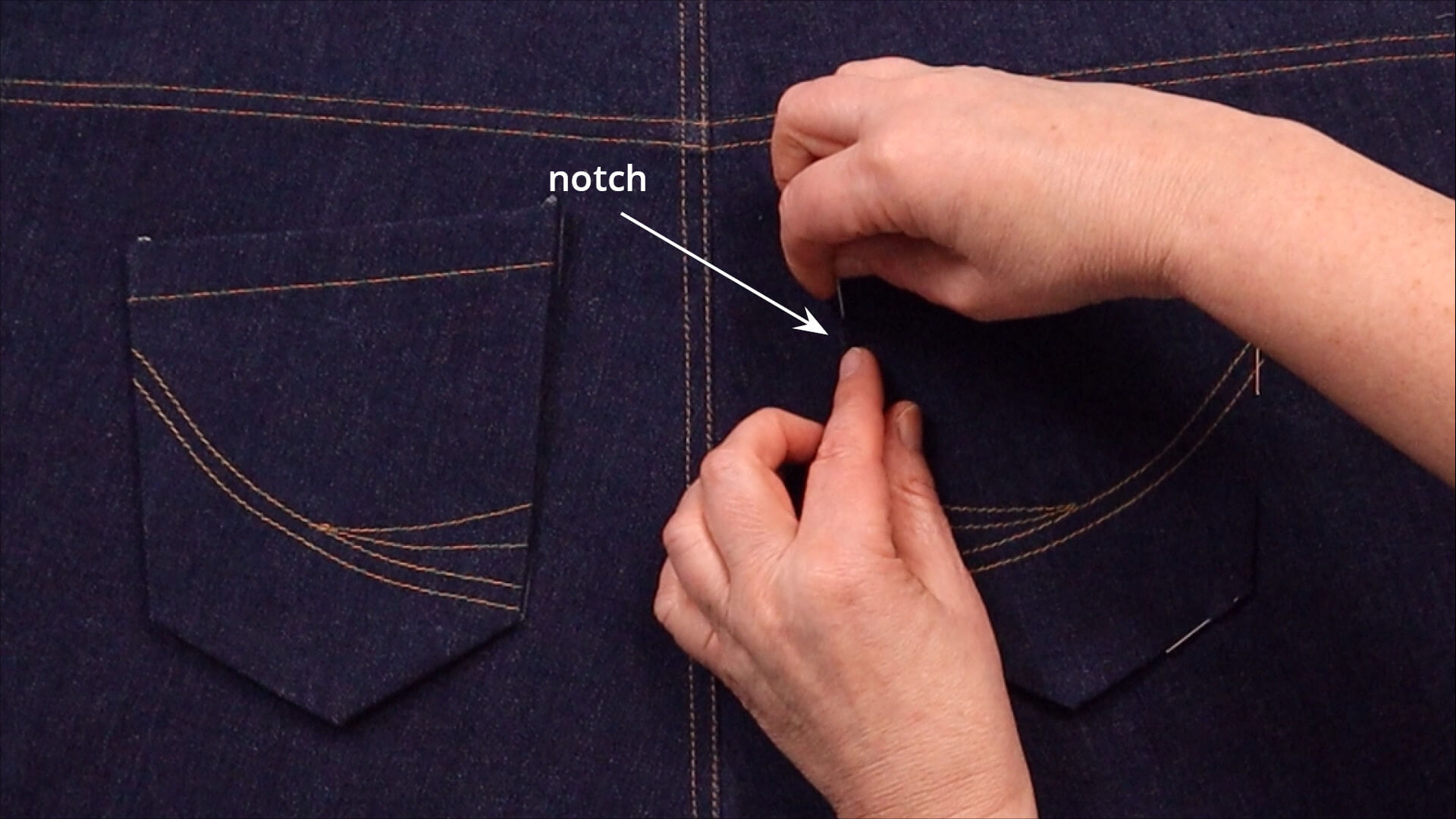 smartPATTERN sewing instructions for back patch pocket on denim pants- pockets placed on pants