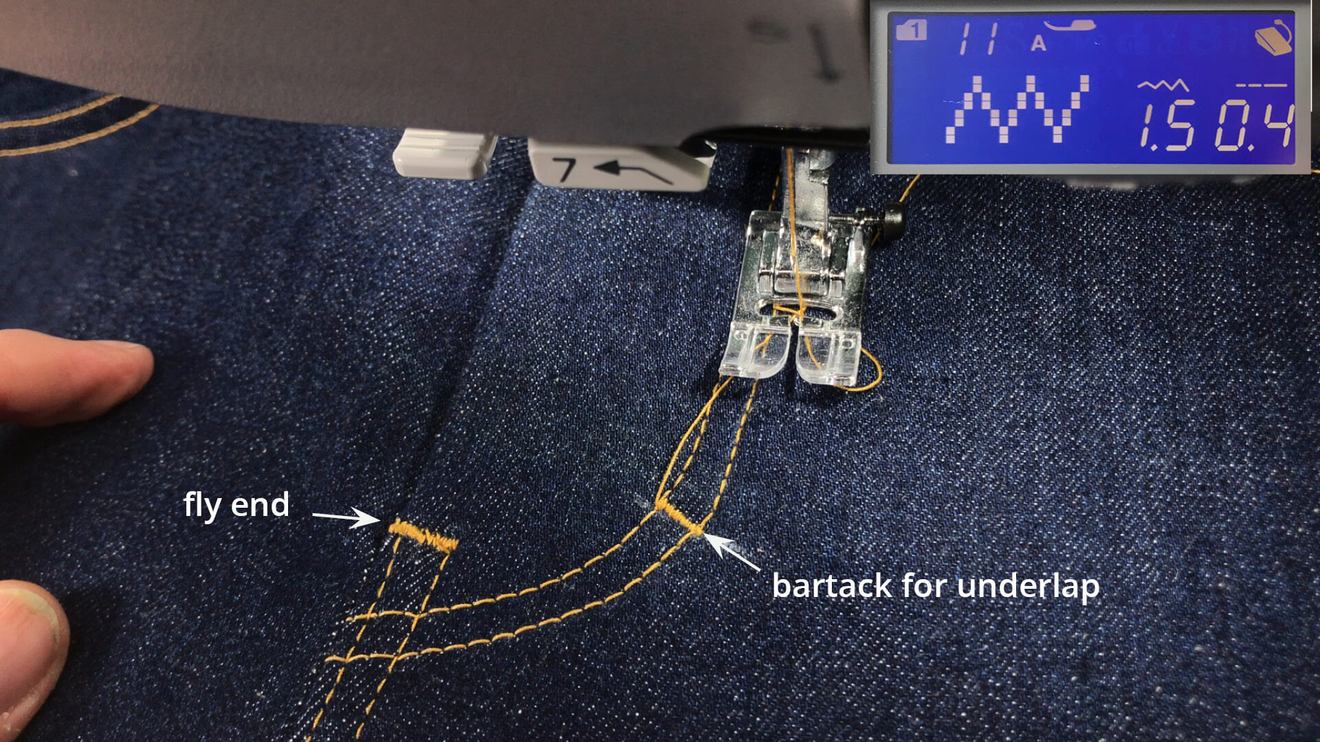 smartPATTERN sewing instructions for slit with concealed button placket on jeans - slash selvage