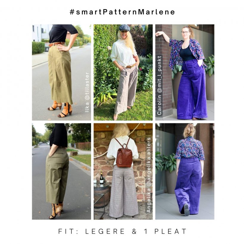 Sewing Marlene trousers - examples casual fit with 1 pleat Sewing Marlene trousers - examples casual fit with 1 pleat