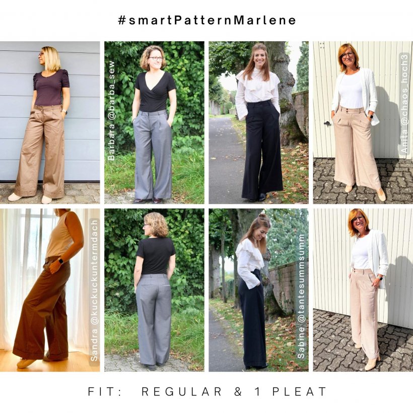 Sewing Marlene trousers - examples regular fit with 1 pleat Sew your own Marlene trousers - examples regular fit with 1 pleat