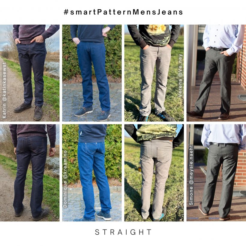 straight-3-men's-jeans-sew-it-yourself Sew your own denim pants, examples 3. of men's jeans-straight-straight leg form