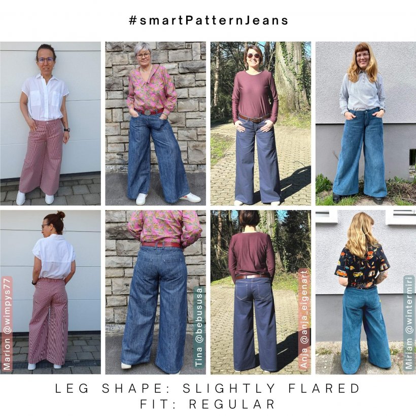 design-examples-7-wide-leg-jeans-sew-yourself-diy Sew your own jeans, design example 7 of the wide leg jeans, slightly flared leg shape with a normal fit at the seat