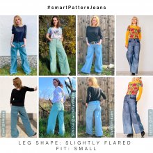 design-examples-5-wide-leg-jeans-sew-yourself-diy Sew your own jeans, design example 5 of the wide leg jeans, slightly flared leg shape with a narrow fit at the seat