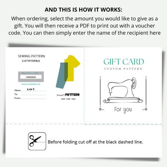 printable giftcard for smartpatterm sewing pattern machine white motif order instruction