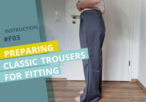 Cover picture- tutorial preparing classic trousers for fitting