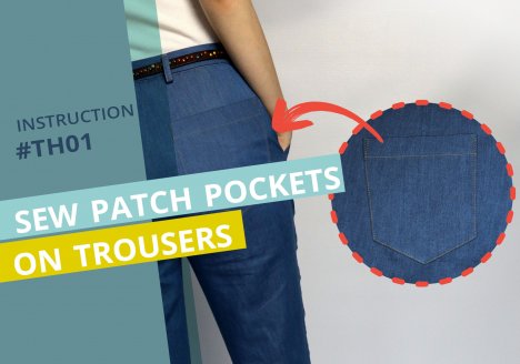 The picture shows the cover picture of the instructions for sewing a patch trouser pocket.