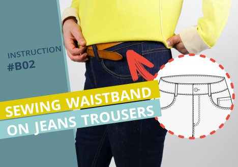 smartPATTERN sewing instructions for sewing waistband to jeans- Thumbnail
