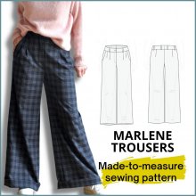 cover-picture-custom-made-sewing-patterns-for-marlene-pants smartpattern sewing pattern configurator cover picture Marlene trousers and sketch