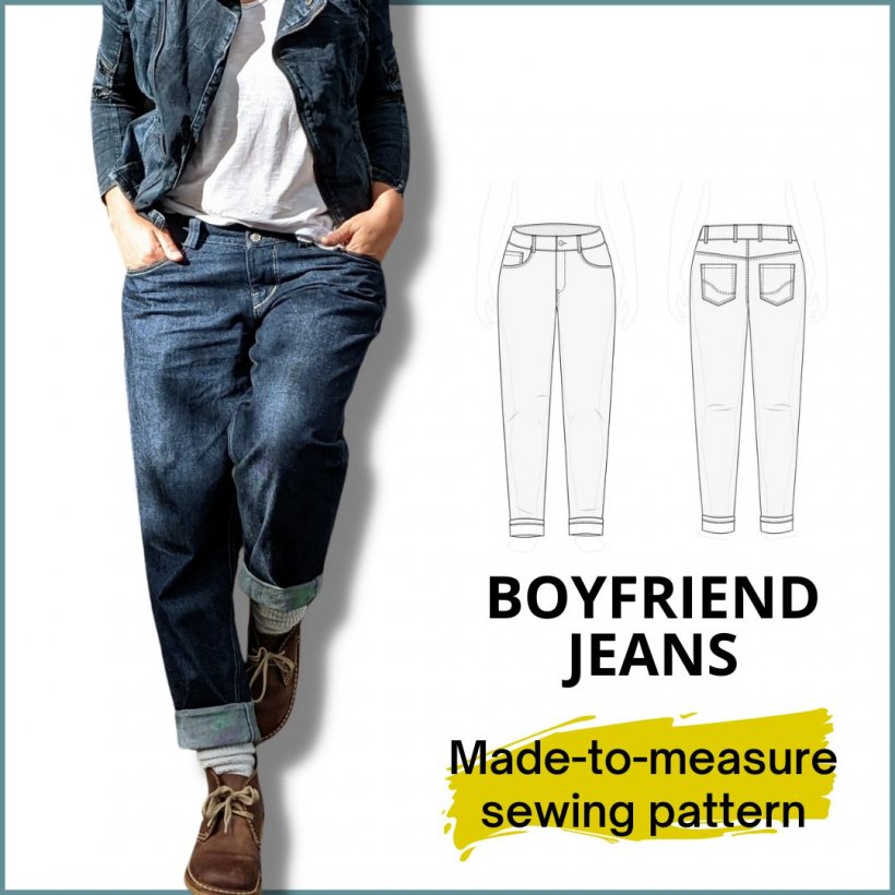 Customize your women's boyfriend jeans trousers to sew yourself - Cover