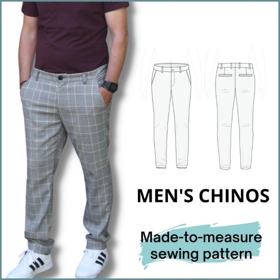 Man in casual chinos and sketch of trousers