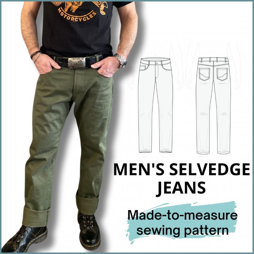 smartpattern pattern configurator men's selvedge jeans and sketch