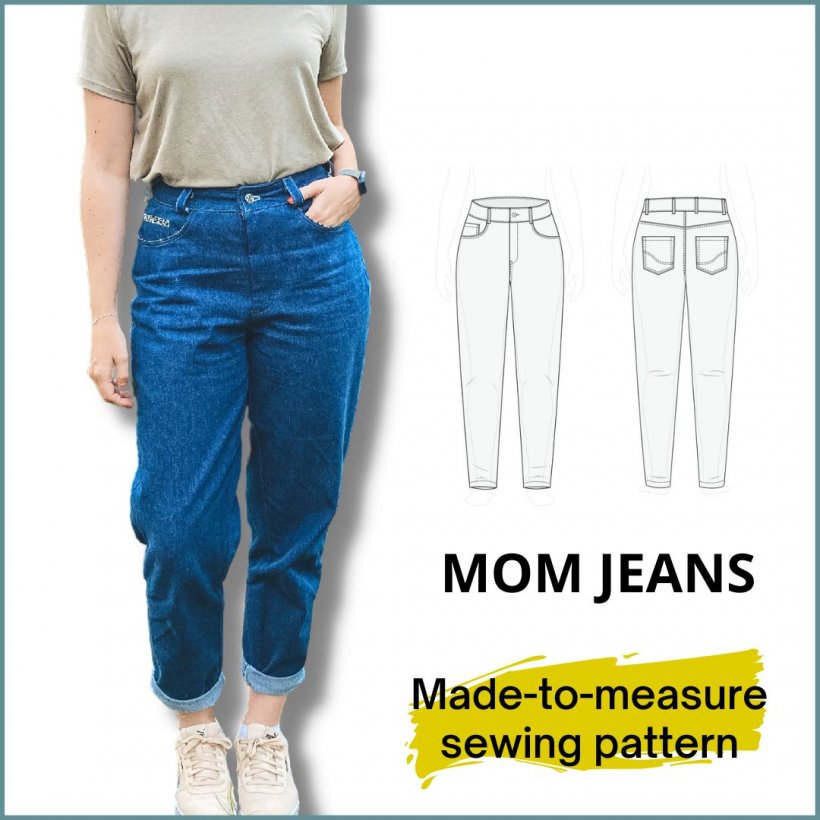 Customize your women's MOM jeans trousers to sew yourself - Cover