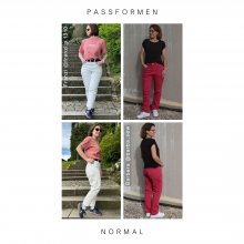 Passform Beispiele Girlfriend-Jeans- normal- für unelastischen Denim