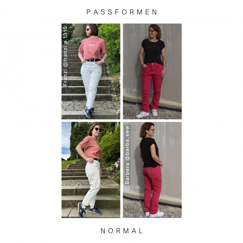 Passform Beispiele Girlfriend-Jeans- normal- für unelastischen Denim