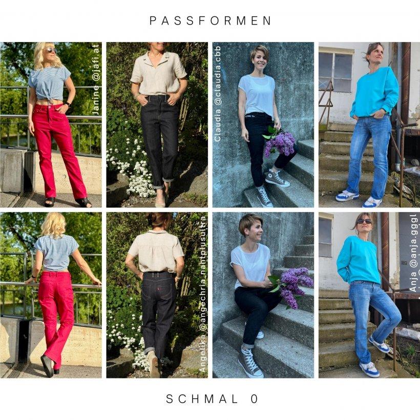 Passform Beispiele Girlfriend-Jeans- schmal-für unelastischen Denim