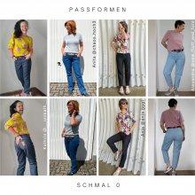Passform Beispiele Girlfriend-Jeans- schmal-für unelastischen Denim