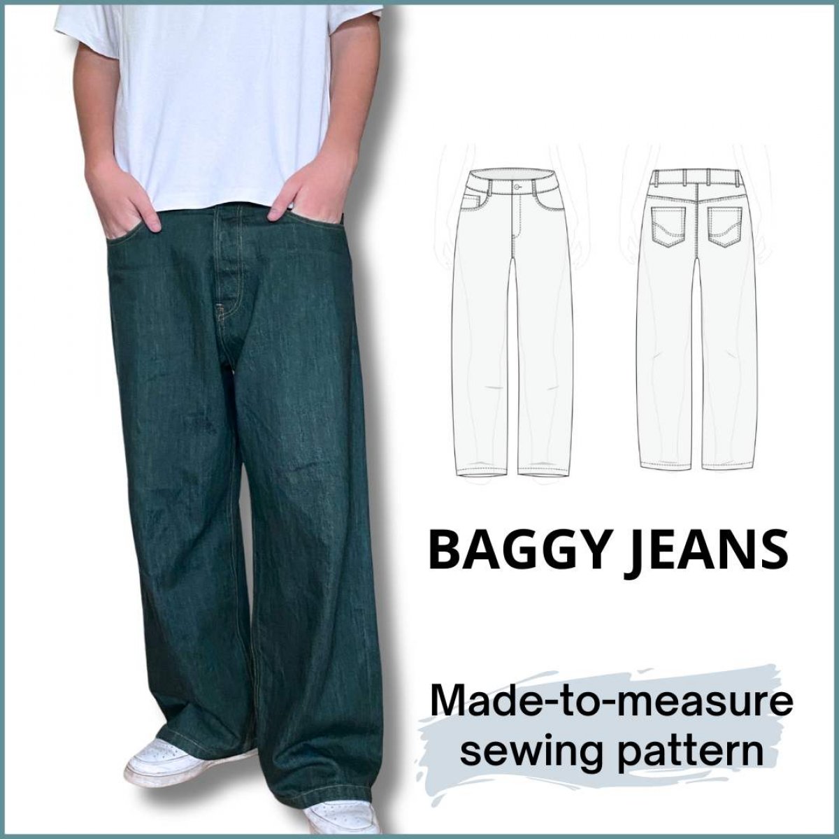 Unisex baggy jeans individual Patterns made to measure E-Book