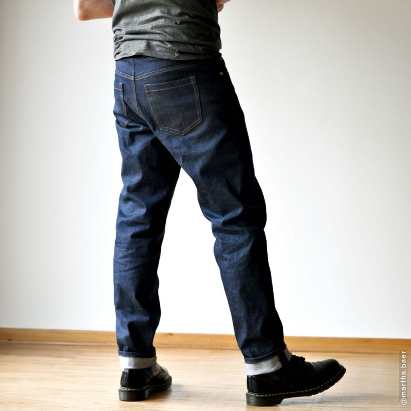 Selvedge-mens-jeans-hj05-mid-waist-hinten Designbeispiel für Schnittmuster Selvedge-Mens-Jeans HJ05 in Seitenansicht