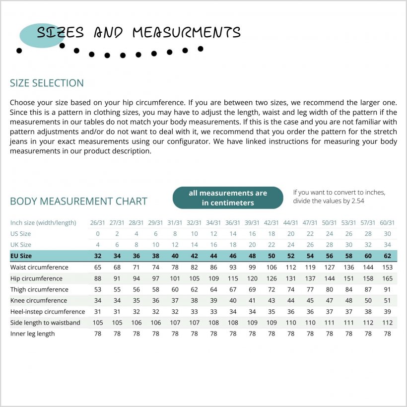 Stretch-jeans-hj02-measurements-and-sizes-3 Body measurement chart for bootcut stretch jeans HJ02