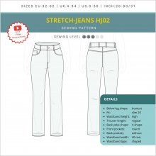Stretch-jeans-hj02-pattern-Details Detail overview for Bootcut Stretch Jeans HJ02