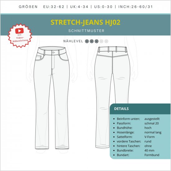 Detailübersicht für Bootcut Stretch Jeans HJ02