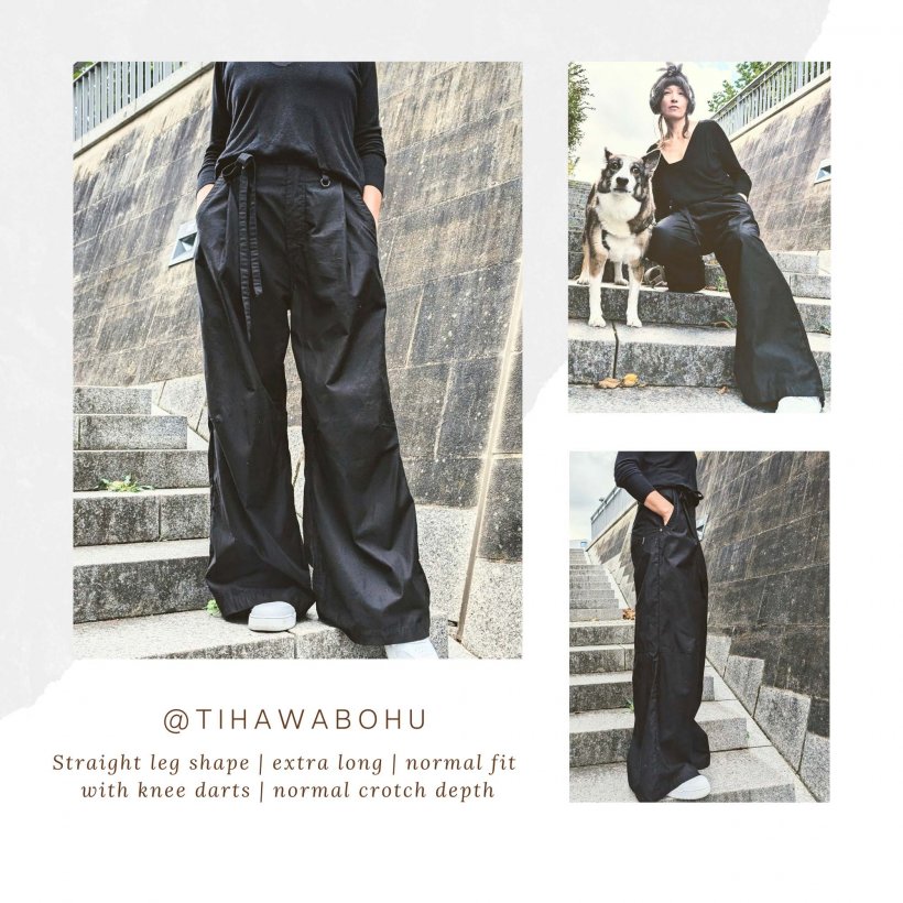 Design example for pattern of straight baggy jeans extra long