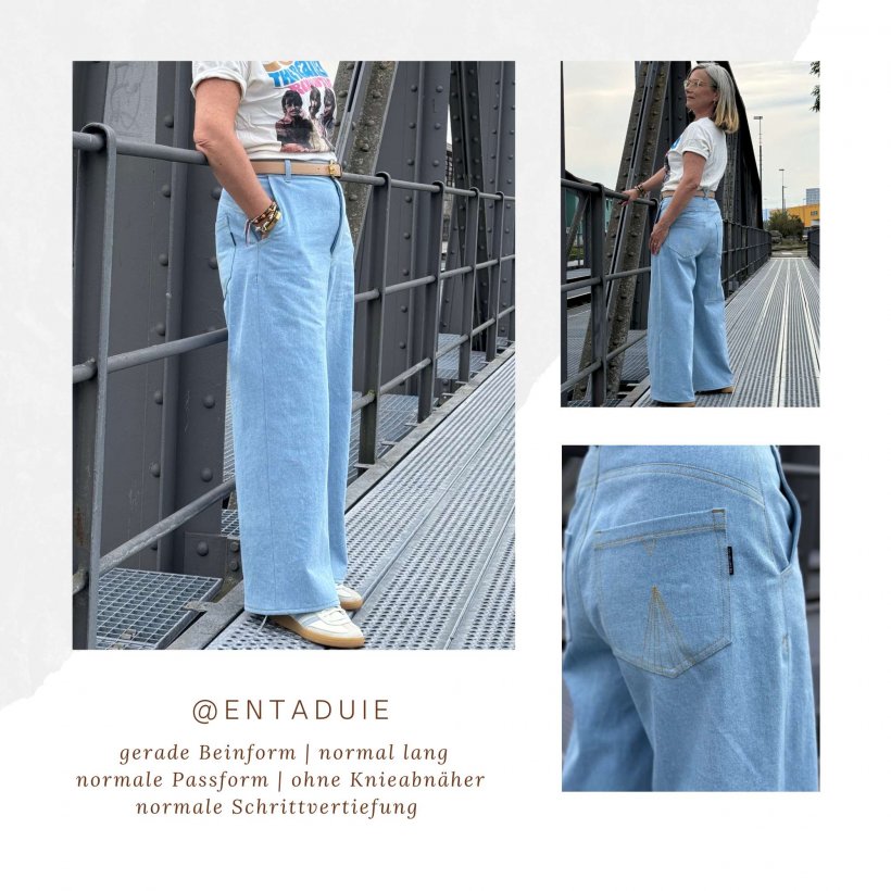 baggy-jeans-schnittmuster-gerade-beinform-normale-passform-caroline Designbeispiel für Schnittmuster einer geraden Baggy Jeans ohne Knieabäher