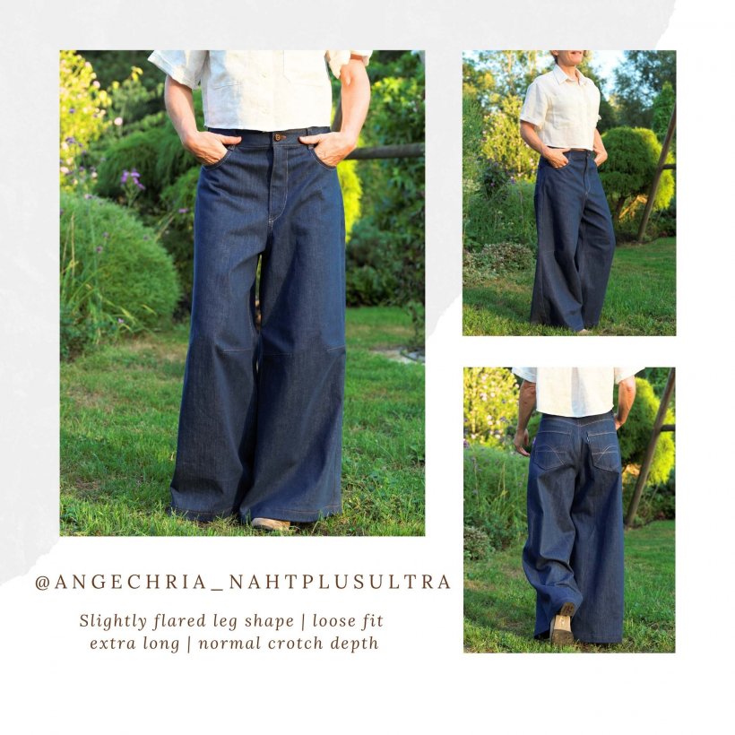 baggy jeans sewing pattern slightly shaped leg shape loose fit