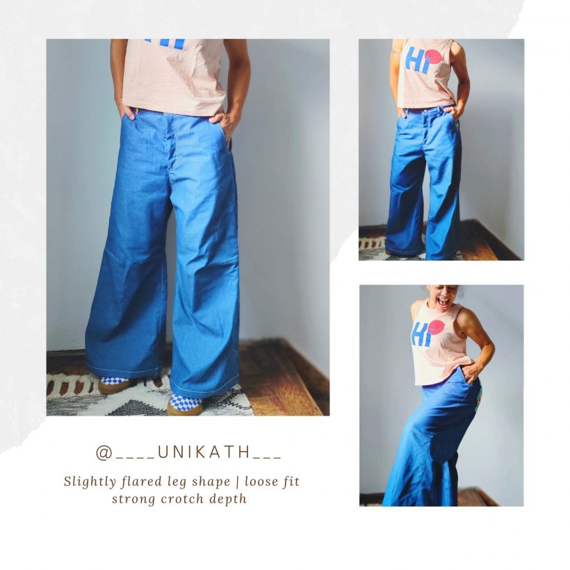 Design example for pattern of slightly flared baggy jeans